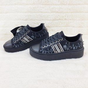 Sneeker 106 Gothic Rose Embroidered Creeper Sneeker Sneakers Tennis Shoes